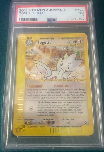 PSA 7 Pokemon Aquapolis Holo Rare Togetic H27/H32 NM/MINT Condition!