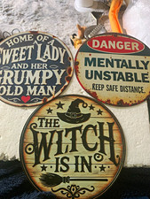 Set of 3 Round Vintage Metal Wall Signs Funny Novelty Rustic Home Pub Bar Decor