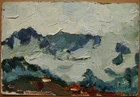 Ukrainian Soviet USSR Oil Painting Impressionism landscape sky cloud mountain