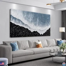 Modern Canvas Wall Art Blue Beach Prints for Living Room Bedroom Office 20"x40"