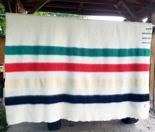 1920's Hudson's Bay Company  3.5 Point Wool Blanket RED A2 label EXCELLENT