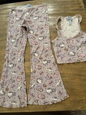 Hello Kitty  Forever 21 PJ Set - Cute Lounge Tank  Flare Pants Medium SOLD OUT