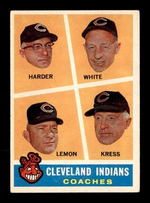 1960 Topps #460 Harder/White/Lemon/Kress Indians Coaches VGEX X3571552