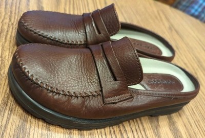 Softspots Women Brown Leather Slip On Mule Slip On Shoes Size 9 M Penny Loafers 