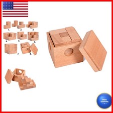 3D Wooden Brain Teaser Cube Puzzle Wooden Puzzles Cube Gift Desk Puzzles