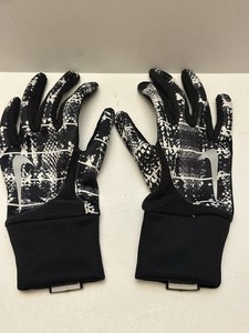 Nike Woman's Element Thermal Run Gloves Size Small Black White Design Pre-owned