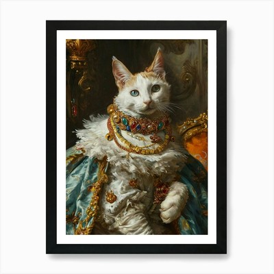 Cat In Medieval Royal Clothing 3 Ar Framed Wall Art Poster Canvas Print Picture