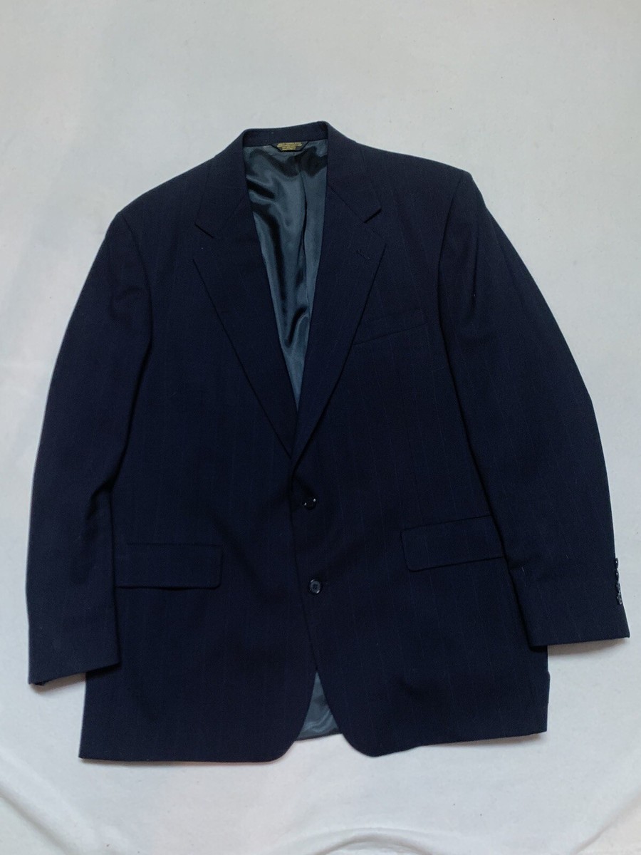Palm Beach Mens Navy Blue Pin Striped Blazer Suit Jacket Chest 46