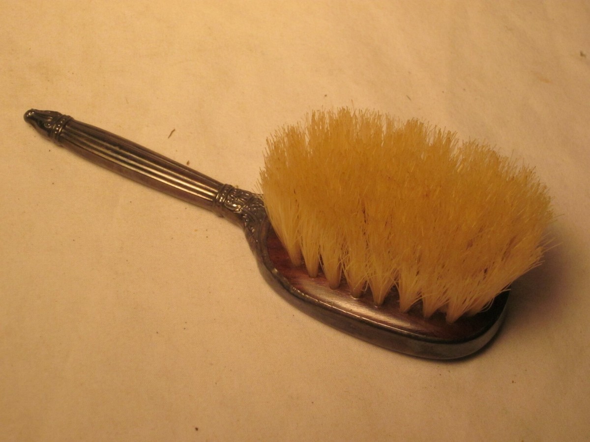 antique Sterling Silver small hairbrush brush ornate flower detail