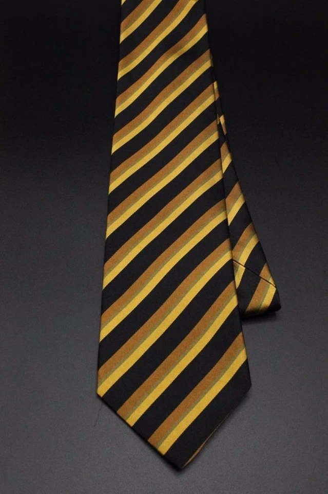 XMI Platinum Silk Tie. Brown with Black Stripes. - Image 2 of 4