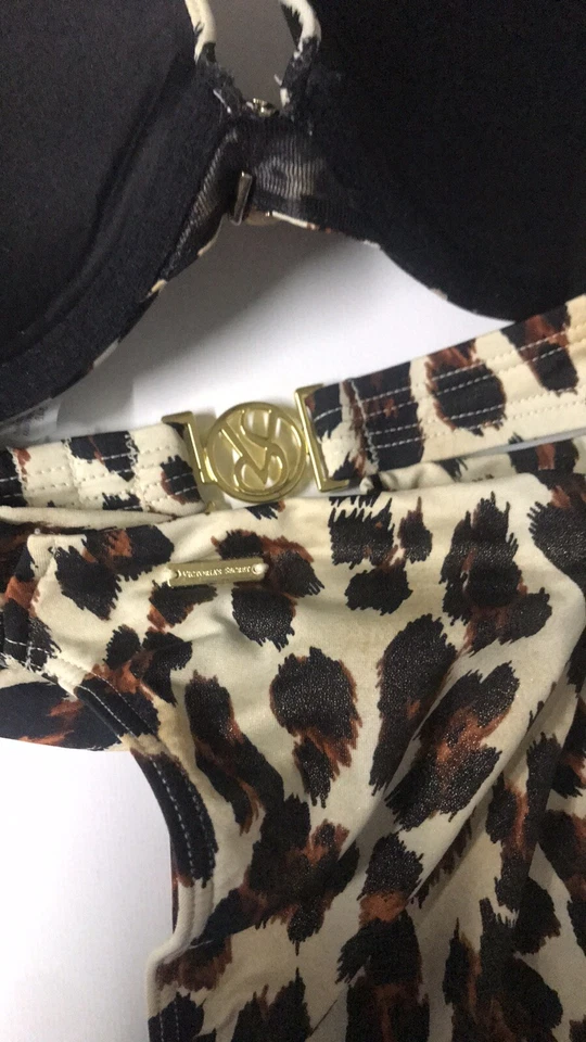 Bikini Victoria's Secret Swim BOMBSHELL Add-2 Cup 34B Mediano Estampado Animal Leopardo Foto 4 de 4