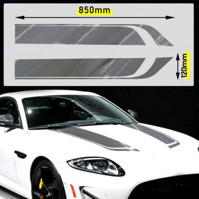 Gloss Gray Stripe Hood Sticker Universal Vinyl Sport Racing Speed Decal DJC A