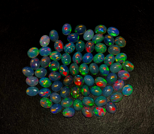 Fil D'Opale Éthiopienne Naturelle - Perles 4-5 Mm Ronde Facettes - 20 Cm - Pour Bijoux DIY/Artisanat