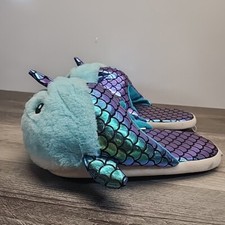 Narwhal Slippers Womens 9/10 Metalloc Shiny Light Blue Purple
