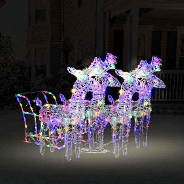 Reindeers & Sleigh Christmas Decoration 240 LEDs Acrylic C0S1