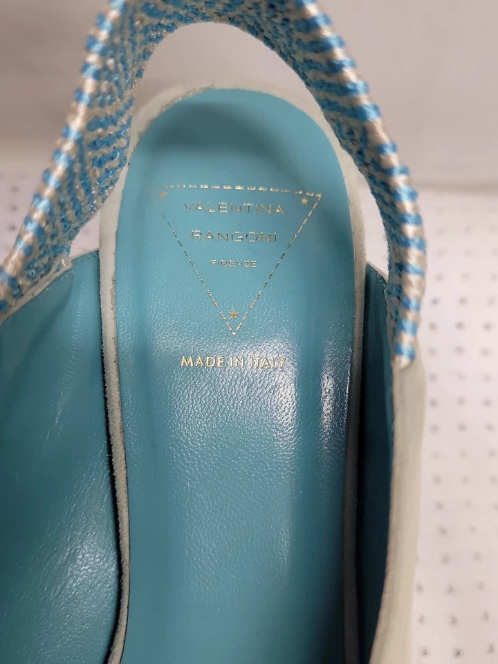 Valentina Rangoni Firenze RETRO Blue Suede Pumps Women's Size 8M Shoes - Image 4 of 4