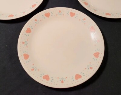 Corelle Forever Yours 10 1/4'' Dinner Plate Peach Hearts