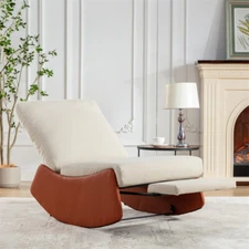 Modern Rocking Chair Recliner Comfy Rocker Accent Reading Chair with Footrest