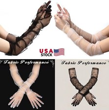 2  Women's Long Tulle Gloves Sheer Wedding Bridal Opera Gloves Elbow Length US