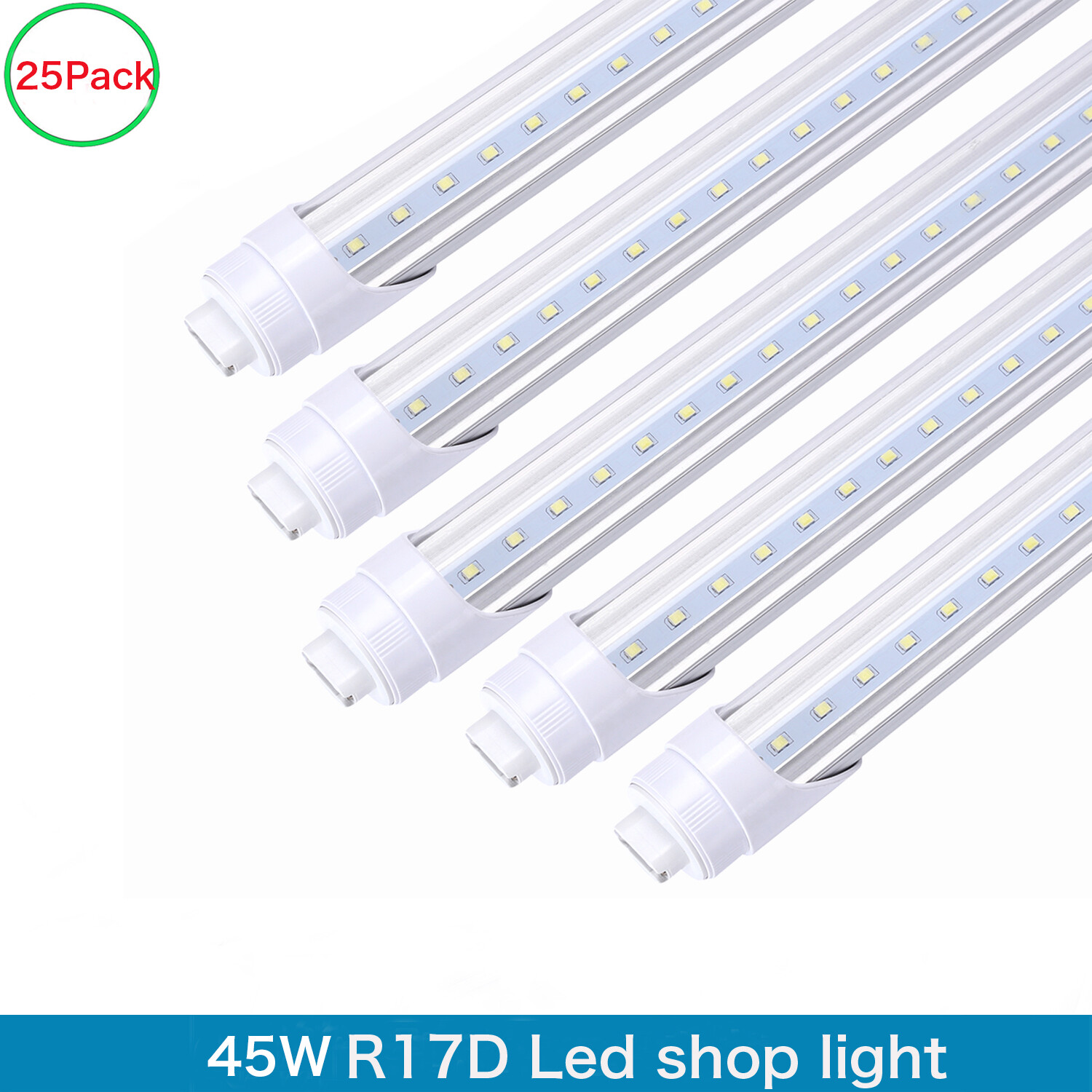 8 Foot Led Shop Light 45W 8FT R17D Led Tube Light Bulbs 8' HO Base T8 Rotatable