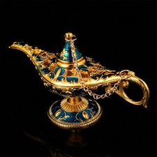 Aladdin Wunderlampe 11,5x6,4cm m.Kappe vergoldet mit blauer & farbiger Lasierung