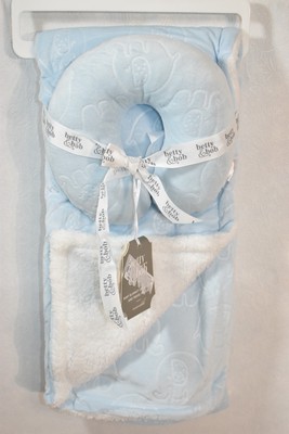Betty & Bob  Blanket & Travel Pillow Baby Blue Reversible