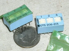 2 NEW SEALED CTS 206-213 GOLD 3/6 POSITION 3PST 12 PIN DIP SWITCH 3 DPST USA