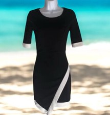 Fashion Nova black White asymmetric dress Women’s Juniors Size S Work Party