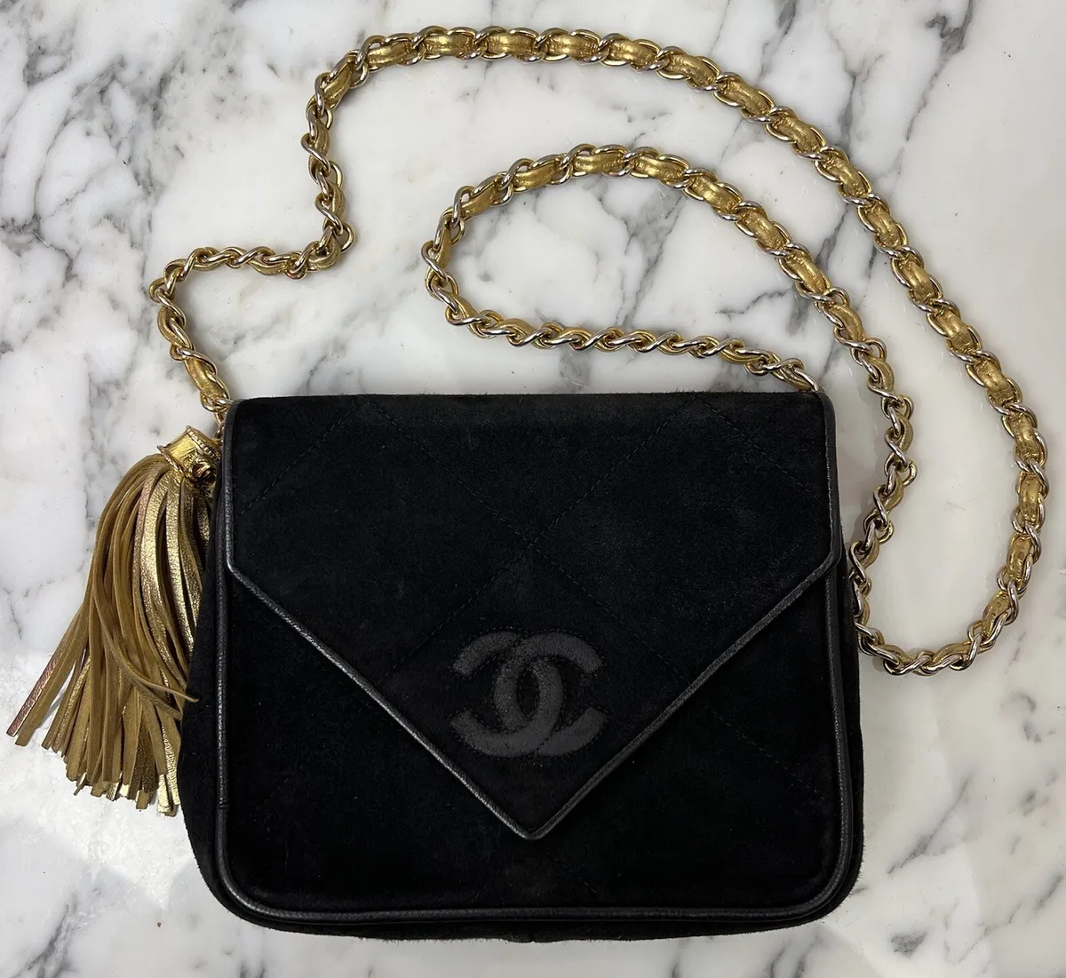 Chanel Vintage Black Quilted Felt Purse Guaranteed Authentic Late 80s-  Early 90s