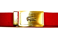 Lacoste Belt VTG Izod Lacoste Red Belt Gold Buckle 70s 80s 32" Waist