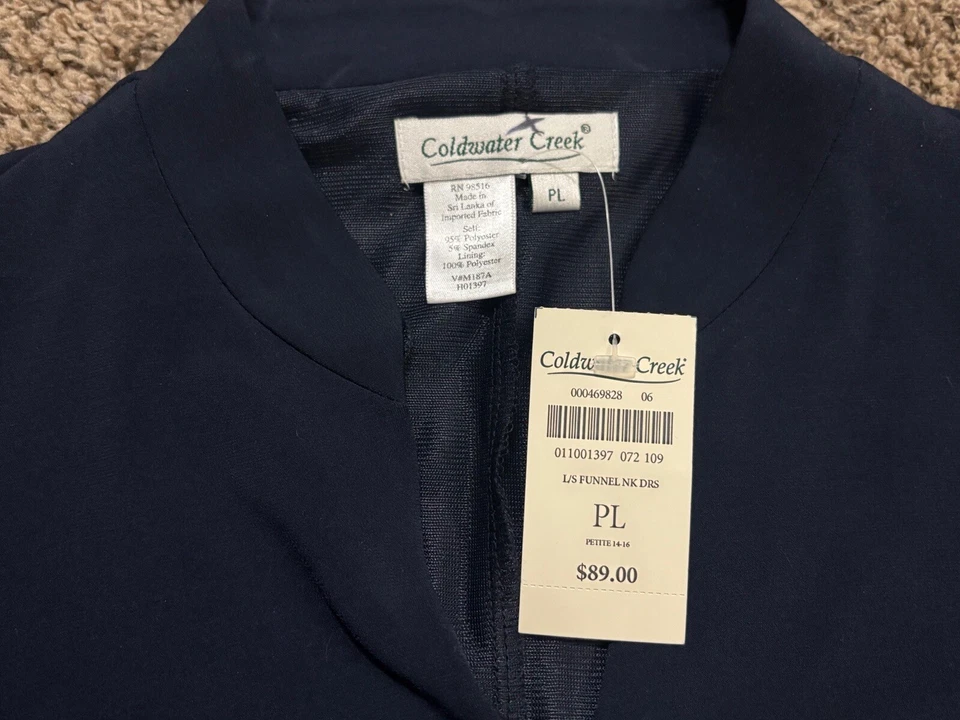 Vestido embudo para mujer Coldwater Creek Petite grande 14-16 nuevo con etiquetas Foto 3 de 4