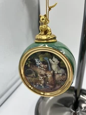 1998 The Bradford Editions Kitten Ornaments Playful Paradise & Curious Caper COA