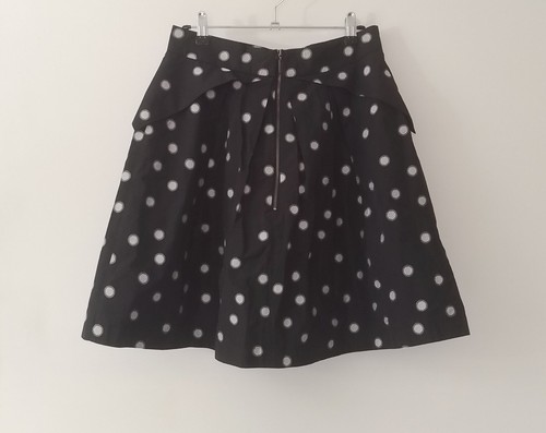 Cue In The City Black A-Line Polka Dot Pleated Skirt Size 10 - Picture 2 of 8