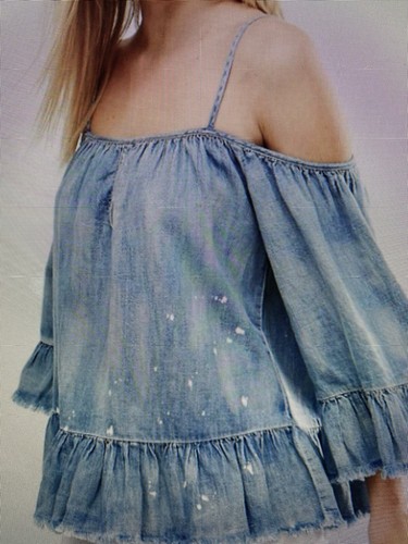 blank NYC denim cold shoulder top small 