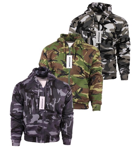 Chándal con capucha polar camuflaje del ejército para hombre | Cremallera | Joggers - Imagen 3 de 7