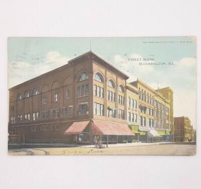 Bloomington IL 5 & Dime Store 1908 Vintage Postcard Posted 