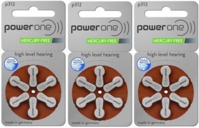 Power One Size Size 312 Hearing Aid Batteries, 20 Packs (Total of 120 Batteries)