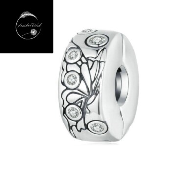 Sterling Silver 925 Charm Butterfly Insect Clip Bead Stopper - Friend Family Mum
