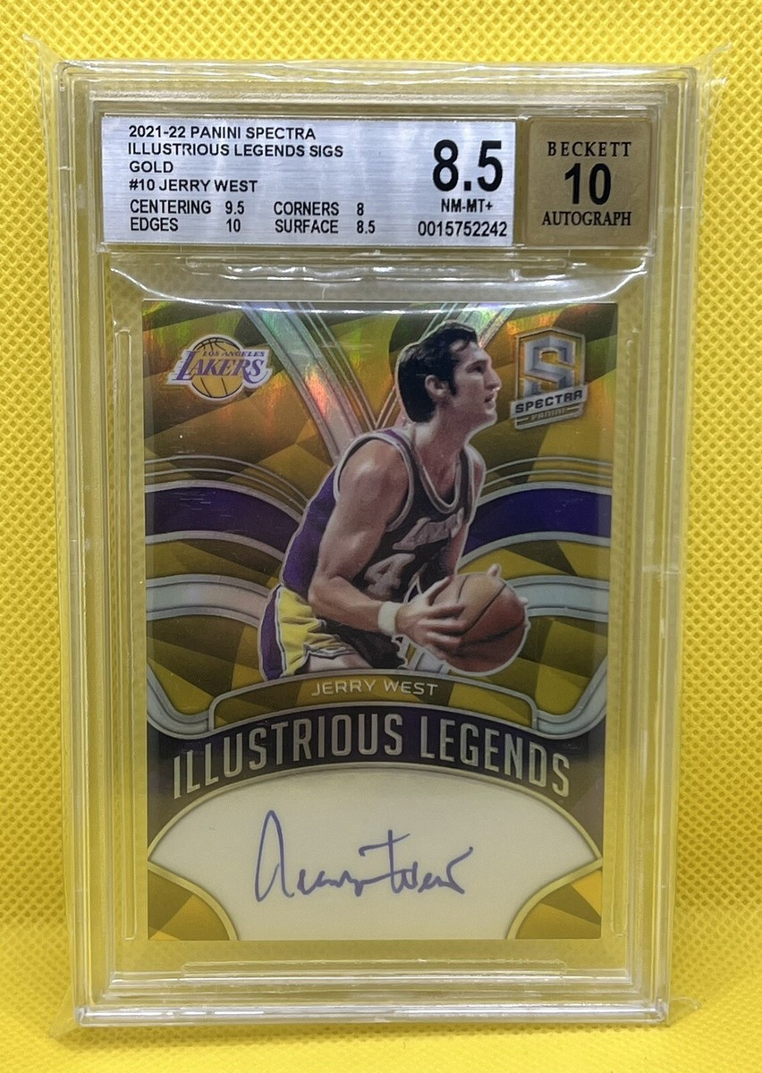 21-22 JERRY WEST SIGNED Illustrious Legends GOLD AUTO 10 BGS 8.5