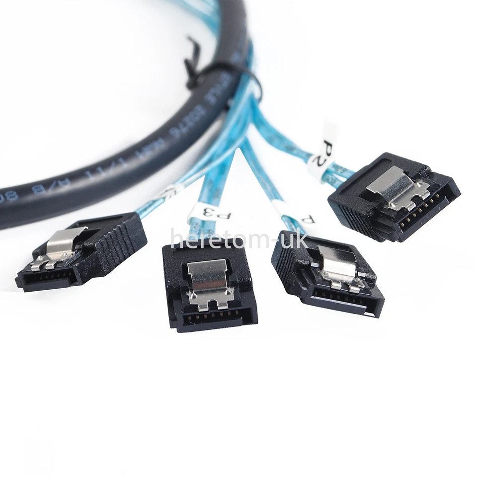 2PCS External Mini-SAS 26p (SFF-8088) Male To 4x Sata Cable 6Gb/s Transfer 1M - Image 4 of 4