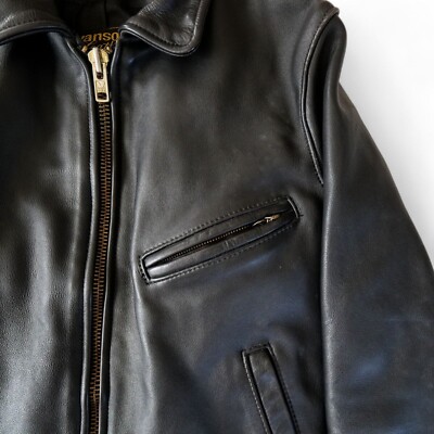 VANSON Enfield Single Leather Jacket Men's Size 34 Black From