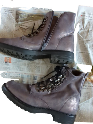 Damen s.Oliver Stiefeletten/ Boots.Gr. 39 in grau glänzend Super Zustand!!