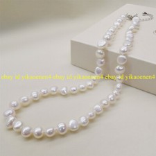 Natural 8-9mm White Pink Purple Freshwater Baroque Pearl Necklace 18" 
