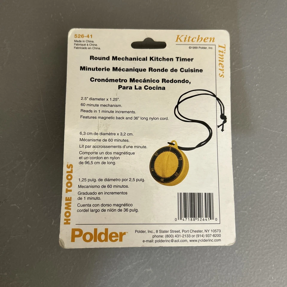Polder Mechanical Kitchen Time Neck Cord / Magnet on Back. Yellow And Black - Image 2 of 4