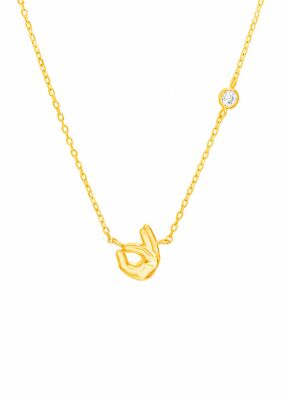 Silverworks Gold Over Sterling Silver Okay Symbol Necklace 16+2