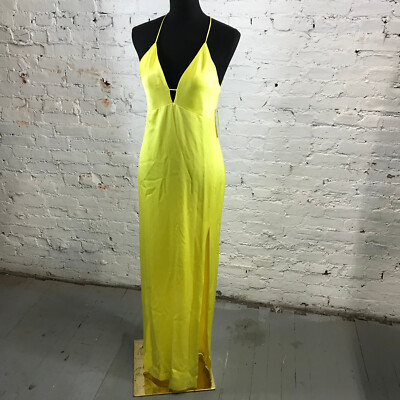 Alice + Olivia Dress Womens 6 Yellow Dakota Bias Slip Gown Maxi Casual Ladies ds