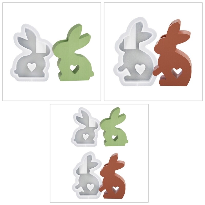 Easter Holder Mold Silicone Mold Heart Rabbit Epoxy Resin Ornaments Molds