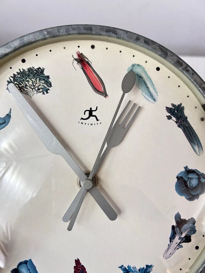 Infinity Instruments Retro Diner Wall Clock Vegetable Garden Aluminum Trim Ring - Image 4 of 4