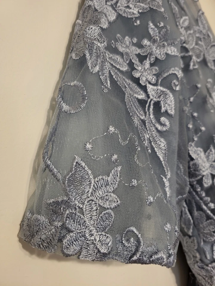 Dusty Blue Formal Dress size 12 Wedding Long Lace Princess A-Line Corset NEW - Image 3 of 4