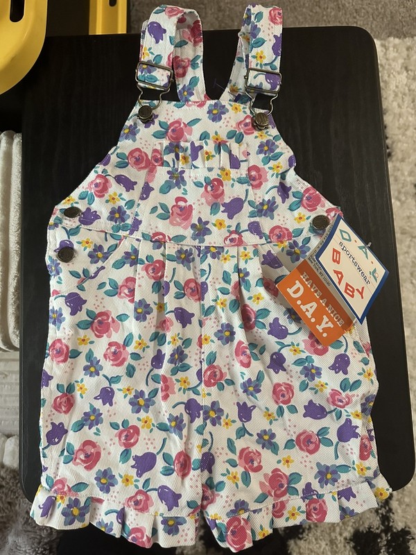 Vintage Day Sportswear Girls Floral Shortalls Overalls Size 2T NWT